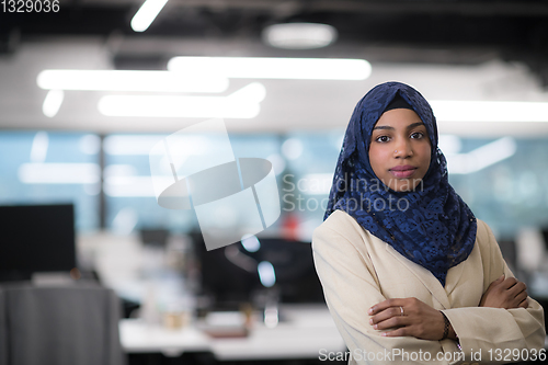 Image of Portrait of black muslim female software developer