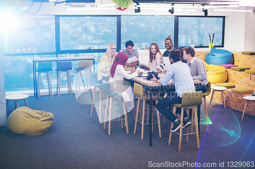 Image of Young Multiethnic Business team using virtual reality headset