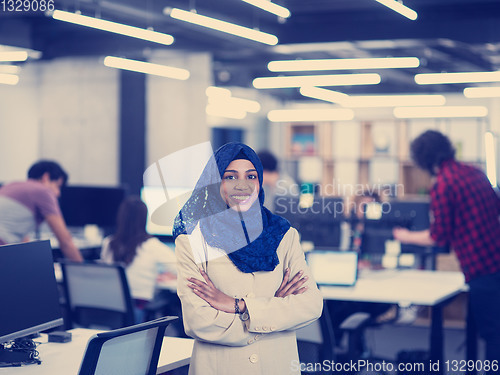 Image of Portrait of black muslim female software developer