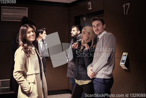 Image of multiethnic startup business team having a coffee break