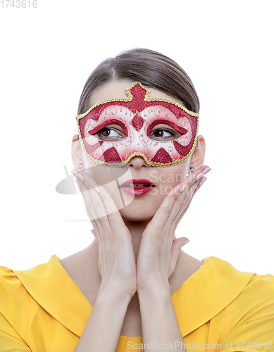 Image of Portrait of a Young Woman with a Mask