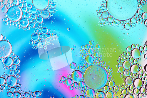 Image of Colorful abstract background with oil drops on water