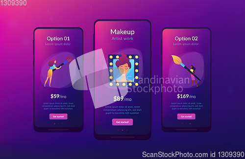 Image of Professional makeup app interface template.