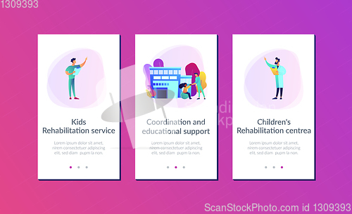 Image of Children rehabilitation center app interface template.