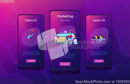 Image of Marketing meetup app interface template.