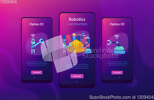 Image of Robotics construction app interface template.