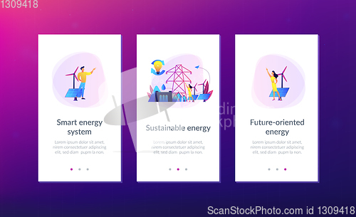 Image of Sustainable energy app interface template.