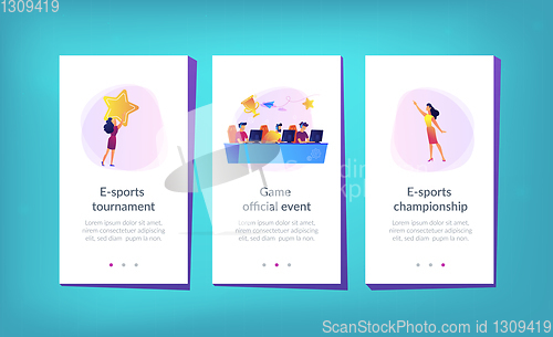Image of E-sport tournament app interface template.