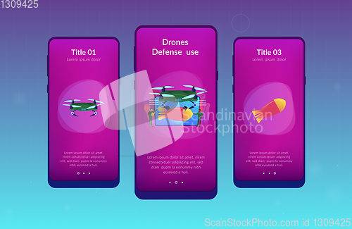 Image of Military drone app interface template.