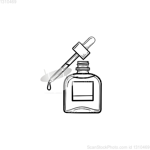 Image of Essential oil and pipette hand drawn sketch icon.