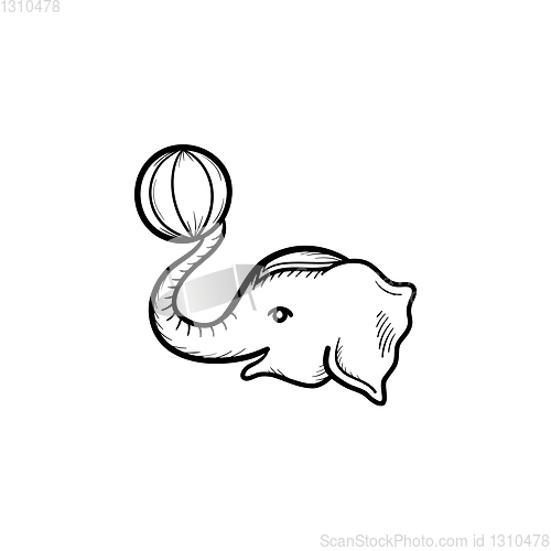 Image of Circus elephant hand drawn sketch icon.