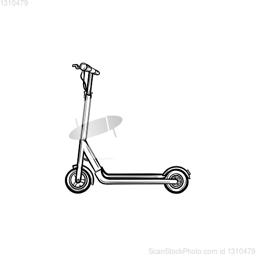 Image of Kick scooter hand drawn sketch icon.