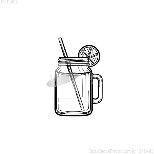 Image of Glass jars of cocktail hand drawn sketch icon.