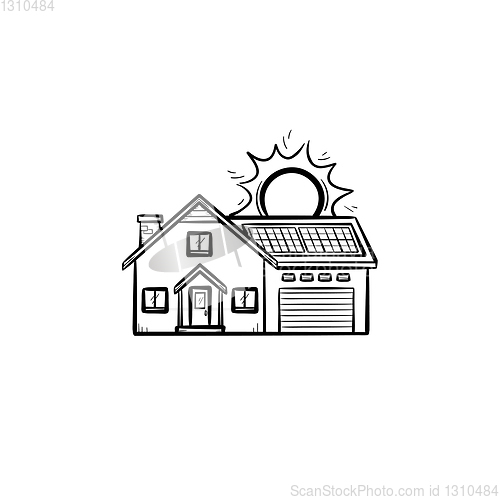 Image of Power efficient house hand drawn sketch icon.