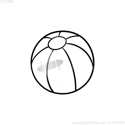 Image of A toy beach ball hand drawn outline doodle icon.