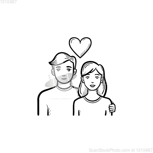 Image of Couple in love hand drawn sketch icon.