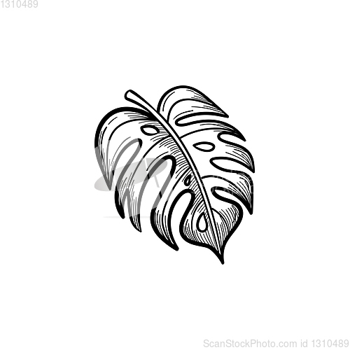 Image of Palm leaf hand drawn sketch icon.