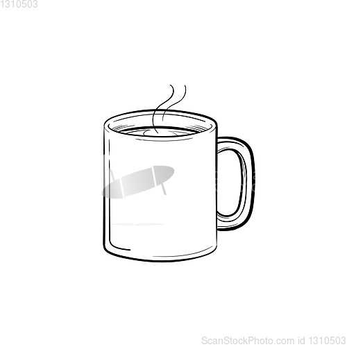 Image of Mug of hot drink hand drawn sketch icon.