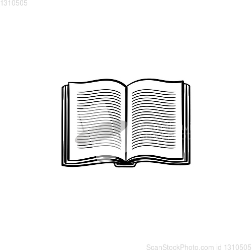 Image of Open student book hand drawn sketch icon.