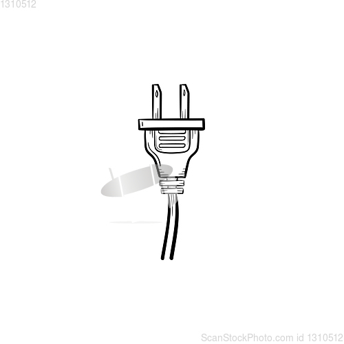 Image of Electric plug hand drawn sketch icon.