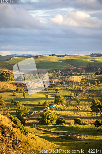 Image of sunset landscape New Zealand north island