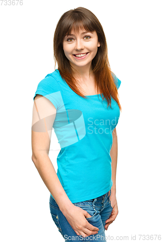 Image of Portrait of a happy young woman