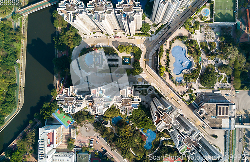 Image of Top view of cityscape in Hong Kong