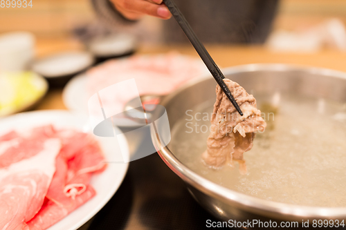 Image of Hot pot in japanese restaurant 