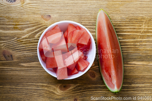 Image of Watermelon on wooden background