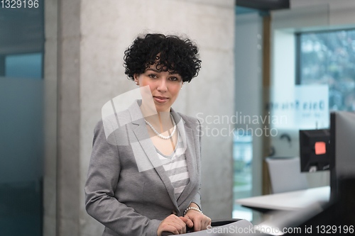 Image of Portrait of successful female software developer