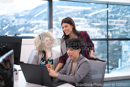 Image of female software developers using laptop computer