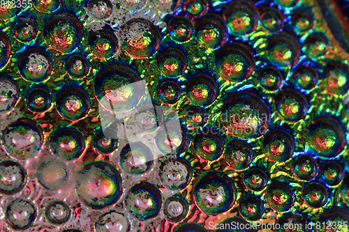 Image of abstract water rainbow drops on the glass