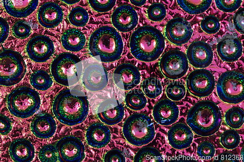 Image of abstract water rainbow drops on the glass