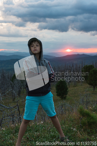 Image of Boy at the evening in Altai