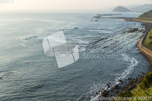 Image of Aoshima Island coast with washboard of demon