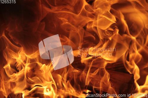 Image of Detail of flames in an outdoor fire in Denmark