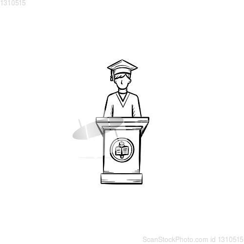 Image of University graduation student hand drawn icon.
