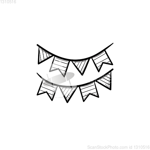 Image of Bunting flags head hand drawn outline doodle icon.