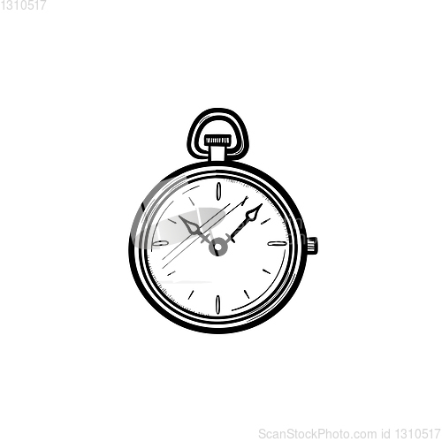 Image of Pocket watch hand drawn sketch icon.