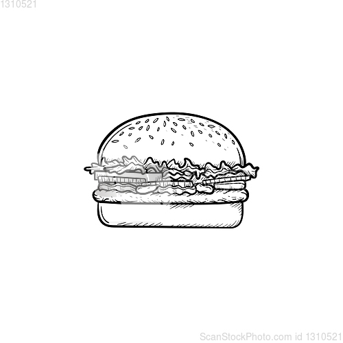 Image of Burger hand drawn sketch icon.