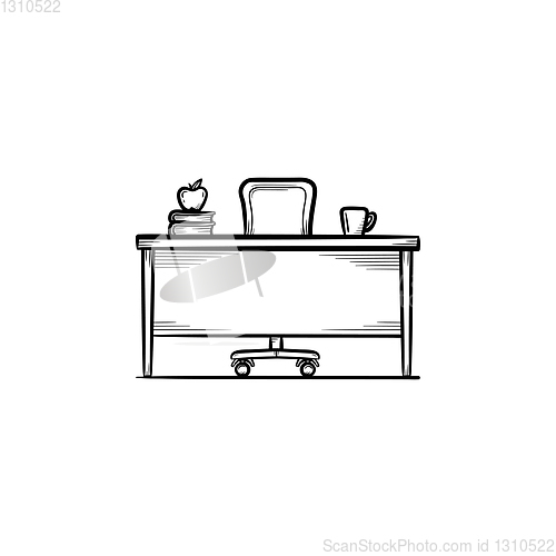 Image of Work desk hand drawn sketch icon.