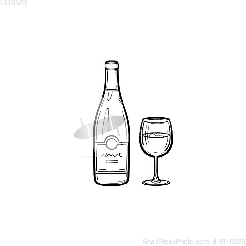 Image of Wine bottle hand drawn sketch icon.