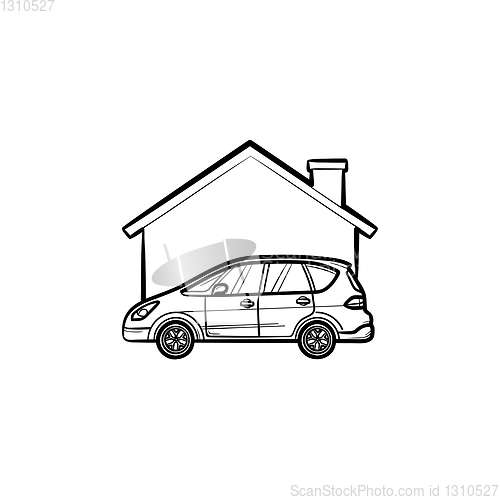 Image of Car garage hand drawn sketch icon.