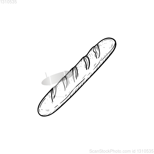 Image of French baguette hand drawn sketch icon.