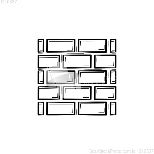 Image of Brickwall hand drawn sketch icon.