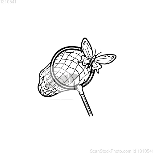 Image of Butterfly net hand drawn sketch icon.