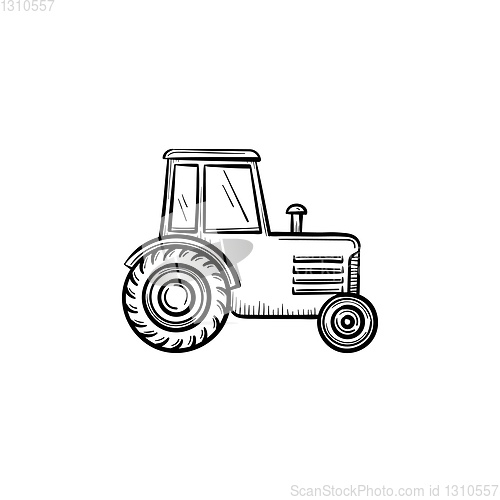 Image of Tractor hand drawn sketch icon.