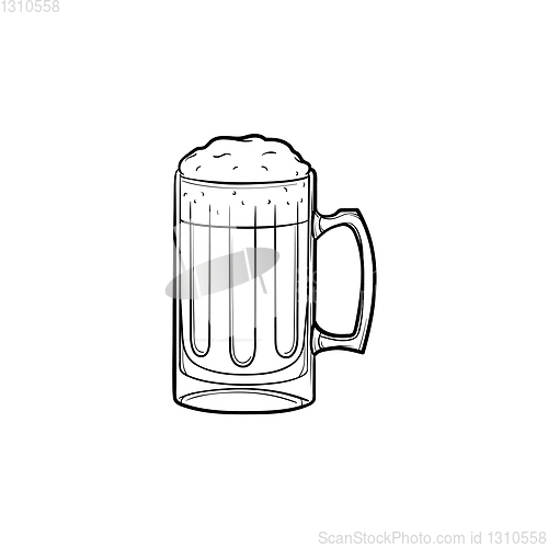 Image of Mug of beer hand drawn sketch icon.
