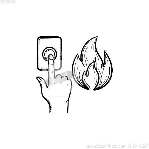 Image of Fire alarm hand drawn sketch icon.