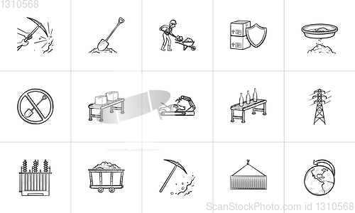 Image of Industry hand drawn sketch icon set.